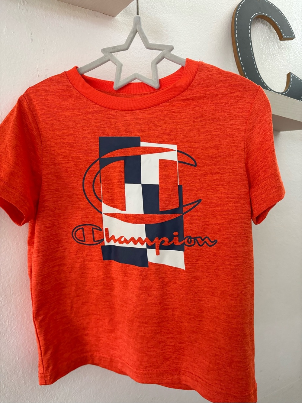 Champion Boys Orange Graphic Logo T-Shirt Short Sleeve Casual Athletic Tee